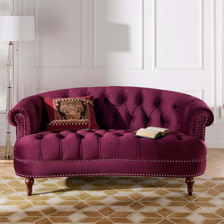Etta Avenue™ Corbyn 69'' Velvet Rolled Arm Chesterfield Loveseat & Reviews Wayfair